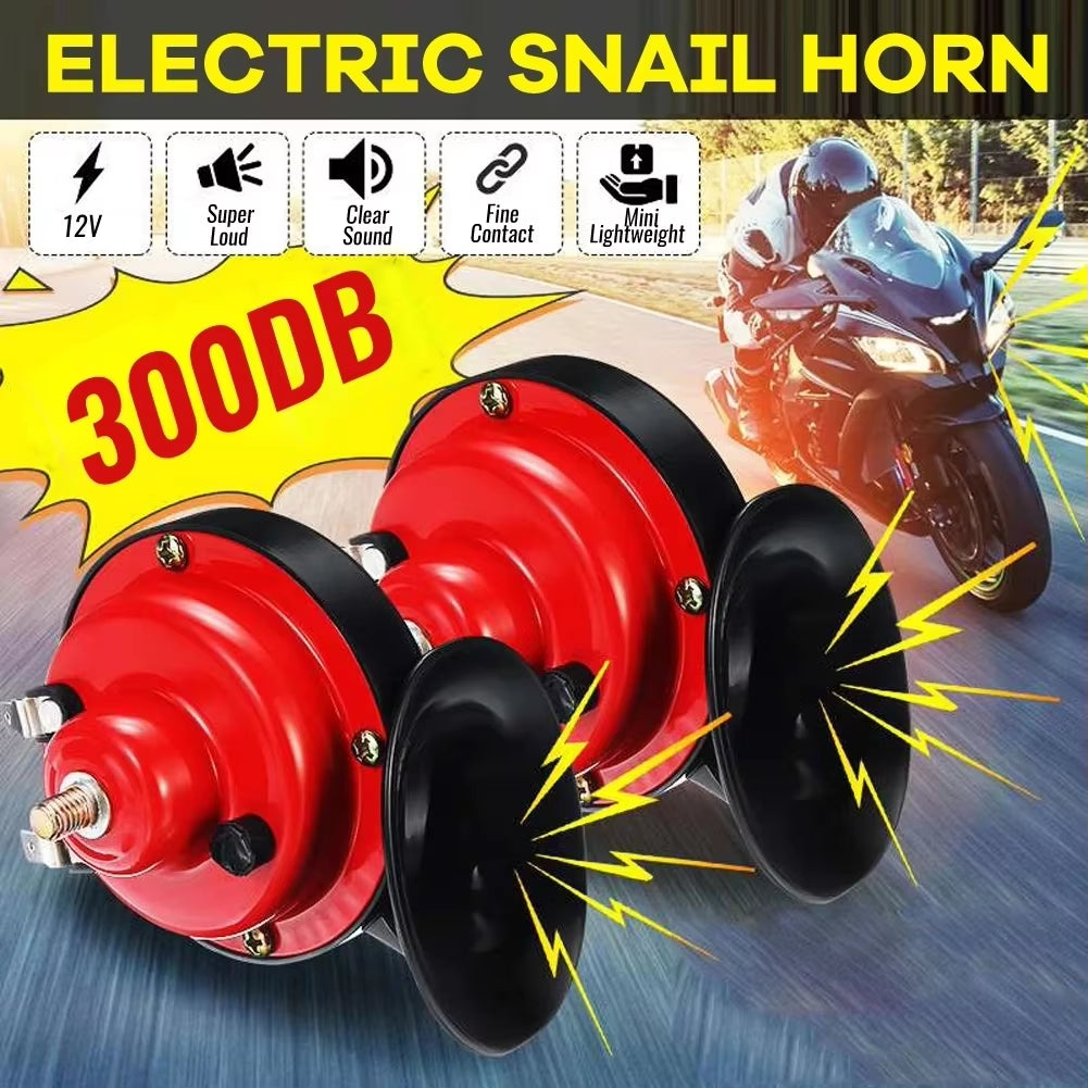 2PCS 12/24V Snail Electric Air Horn Waterproof for Car Marine Boat Loud Alarm Kit Motorcycle Dual Tone Car Horn Loud Universal