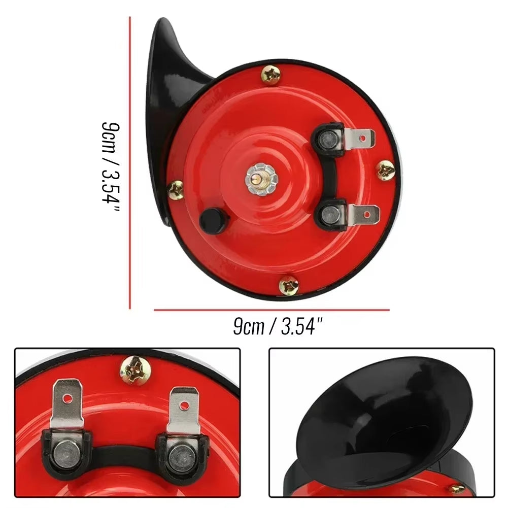 2PCS 12/24V Snail Electric Air Horn Waterproof for Car Marine Boat Loud Alarm Kit Motorcycle Dual Tone Car Horn Loud Universal
